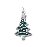 Christmas Tree Enamel Sterling Silver Charm