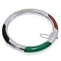 New 925 Sterling Silver Multicolor Jade Bangle Bracelet