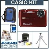 Casio High Speed Exilim EX-FS10RD Digital Camera Kit, - Red - with 4GB SD Memory Card, Camera Bag, Table Top Tripod, EZ Digital Photography Guide, Professional Lens Cleaning Kit