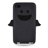 Silicone Skin BLACK SMILEY ANGEL Rubber Soft Cover Case for APPLE IPOD TOUCH 4G [WCB913]