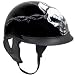 Outlaw T-72 Dual-Visor Glossy Motorcycle Half Helmet with Evil Barbed-Wire Skull Graphics Sz S