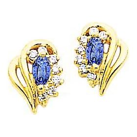 14K Gold Marquise Tanzanite Diamond Earrings Jewelry by 