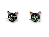 Black Cat Silver and Enamel Earings by Zarah