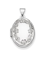Genuine IceCarats Designer Jewelry Gift 14K Wg 21Mm Oval Leaf Floral Scroll Border H/Eng Locket