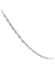 16" Hollow Tube Rope Neck Chain in 14K White Gold