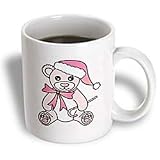 Christmas Cute Pink Teddy Bear with Santa hat - 11oz Mug