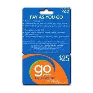 $25 Cingular GoPhone Pay As $25 Cingular GoPhone Pay As