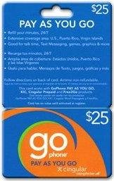 $25 Cingular GoPhone Pay As You Go phone refill card. Pin E-mailed.