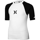 Hurley BZRGSOO Boys One & Only Short Sleeve Rashguard,Wht & Blk,M