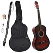 38 Inch Student Beginner Coffee Acoustic Guitar w/ Carrying Case & Accessories, eBook, Harmonica