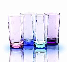 WATERFORD MARQUIS WATERCOLOR POLKA DOT HI-BALL GLASSES