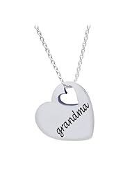 Sterling Silver "Love Grandma" Heart Pendant Necklace 18, Gift for Grandmother, Gift for Nana