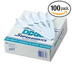 Heavy-Weight Plastic Teaspoons, White, 100/Box DXSTH20