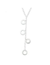 Sterling Silver Polished & Textured Fancy Circle Drop Necklace. 18in long.