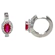 14K White Gold Ruby and Diamond Hoop Earrings