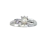 10K White Gold 0.01 ct. Diamond and 5 x 3 MM Pearl Ring