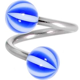 Spiral Twister - Cabana Blue BEACH BALL Belly Button Ring by Beach Ball Belly Button Rings