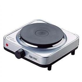 Aroma AHP-303SB Single Hot Plate, Silver and Black 