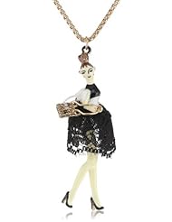 Betsey Johnson "Paris is Always a Good Idea" Paris Girl Pendant Long Necklace, 34"