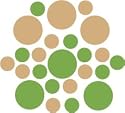Set of 30 - Lime Green / Light Brown Circles Polka Dots Vinyl Wall Graphic Decals Stickers