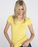Bella Ladies Rib V-Neck T-Shirt. 1005