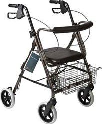 Lightweight Deluxe Rollator, Aluminum with Padded Seat & Curved Backrest, by Roscoe Medical