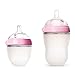 Comotomo Natural Feel Bundle - 2 Items: 8 Ounce Baby Bottle Pink & 5 Ounce Baby Bottle Pink