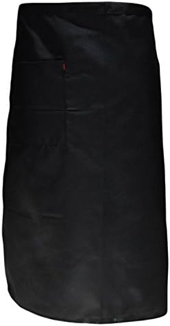 Adult 1-Pocket Chef Works Half Bistro Apron, 19-Inch Length by 28-Inch Width (black)
