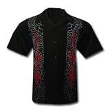 Spider Web embroidered biker shirt, black, Venom, Dragonfly