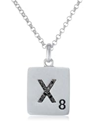 Scrabble 925 Sterling Silver 0.039ct Diamond Initial X Pendant Necklace, 18"