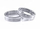ZEEZEN　チタンペアリング　結婚指輪　女性用にはダイヤ付き　4.125.01