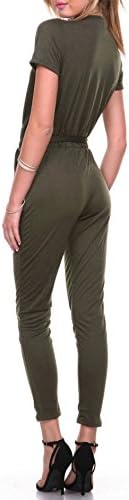 Superfish Women Fashion V Neck Sleeveless Jumpsuits Army Green