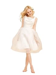 Sleeveless Lace  Ballerina Organza/Satin Knee Length Short Wedding Dress  With a Bow(s)