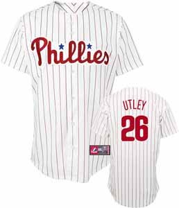 MLB Youth Philadelphia Phillies Chase Utley White/Scarlet Pinstripe Home Short Sleeve Replica Button Front Jersey By Majestic (White/Scarlet Pinstripe, Medium) at Amazon.com