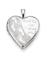 Genuine IceCarats Designer Jewelry Gift Sterling Silver 20Mm Footprints Heart Locket
