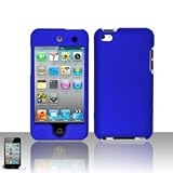 Blue Rubberized Hard Case Phone Cover for Apple iPod Touch 4 / iTouch 4th Generation
