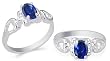 Oval Cut Sapphire Ring Sterling Silver