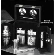Click here to buy 10 Piece Complete Travel Cocktail Accessories Flask and Shaker Set by Simple Luxuries.