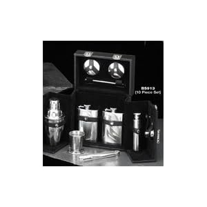 10 Piece Complete Travel Cocktail Accessories Flask and Shaker Set by Simple Luxuries