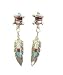 Handcrafted Turtle Earrings in Sterling Silver, Turquoise, Mother of Pearl and Feathers