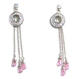 Just Give Me Jewels Sterling Silver Open Disk Post Dangle Earrings with crystal bead accents