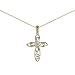 18kt Gold over Sterling Silver Filigree Cross with White CZ Pendant on 18in Chain Necklace