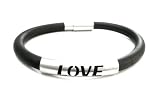 L-O-V-E Magnetic Stainless steel and black rubber bangle bracelet (8)