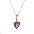 Heart Necklace With 1.37ctw Precious Stones - Genuine Amethyst and Diamond Made of Yellow Gold Length 18in