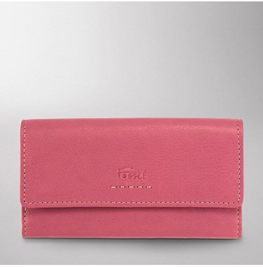 FOSSIL Damen Leder Geldbörse 'POPSTITCH CLUTCH' Portemonnaie rosa - SL8635650