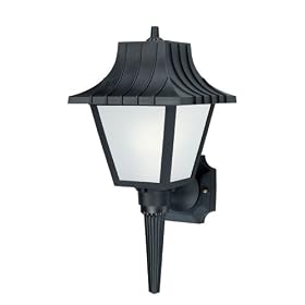 Westinghouse 64495 Energy Star One-Light Outdoor Wall Lantern, Black with Frosted Textured... by Westinghouse