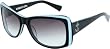Tres Noir Shiny Black and Blue KABUKI GIRL Sunglasses w/ Smoke Fade Lens