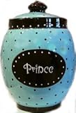Pet Studio Aqua Polka Dot Prince Ceramic Treat Jar
