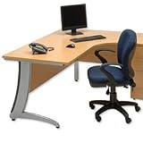 Influx Curva 1800 Desk Radial Right Hand Curved Silver Legs W1800xD1180xH735mm Beech