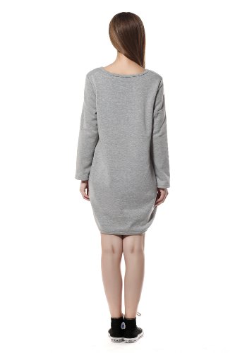 Polarfox Womens Korean Galaxy Crewneck Sweatshirt Dresses Large Grey